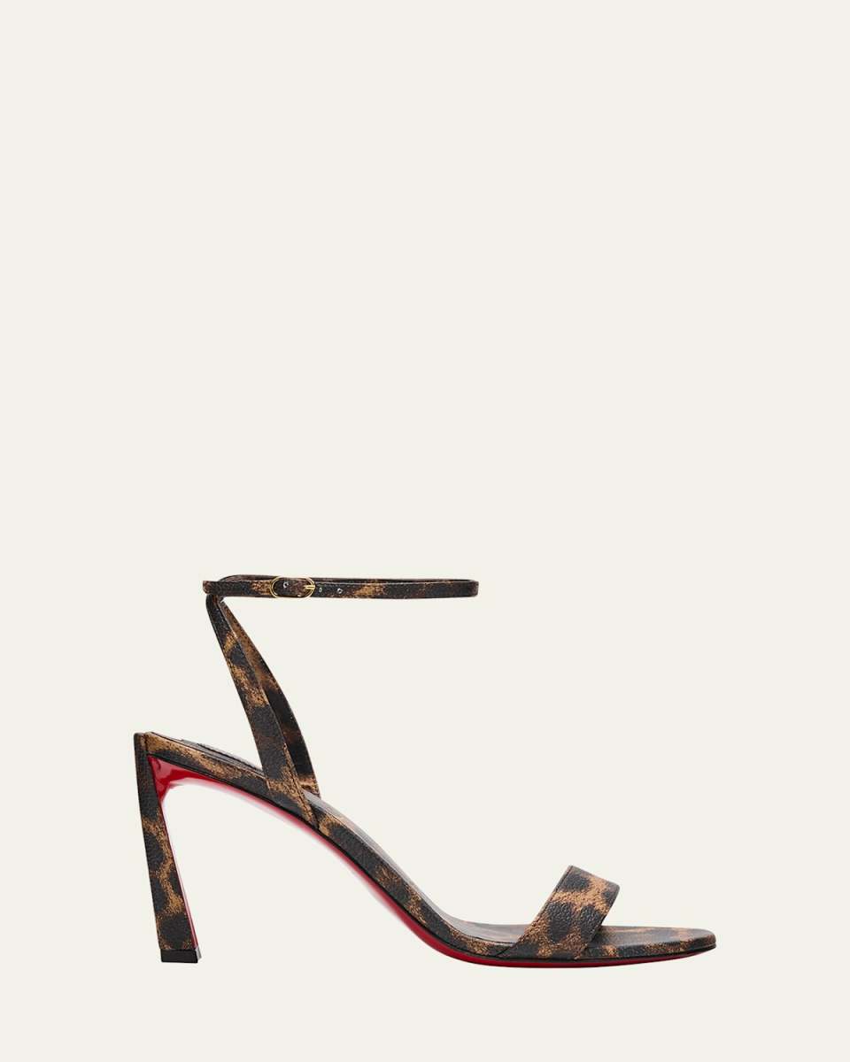 Condora Queen Red-Sole Leopard-Print Leather Sandals